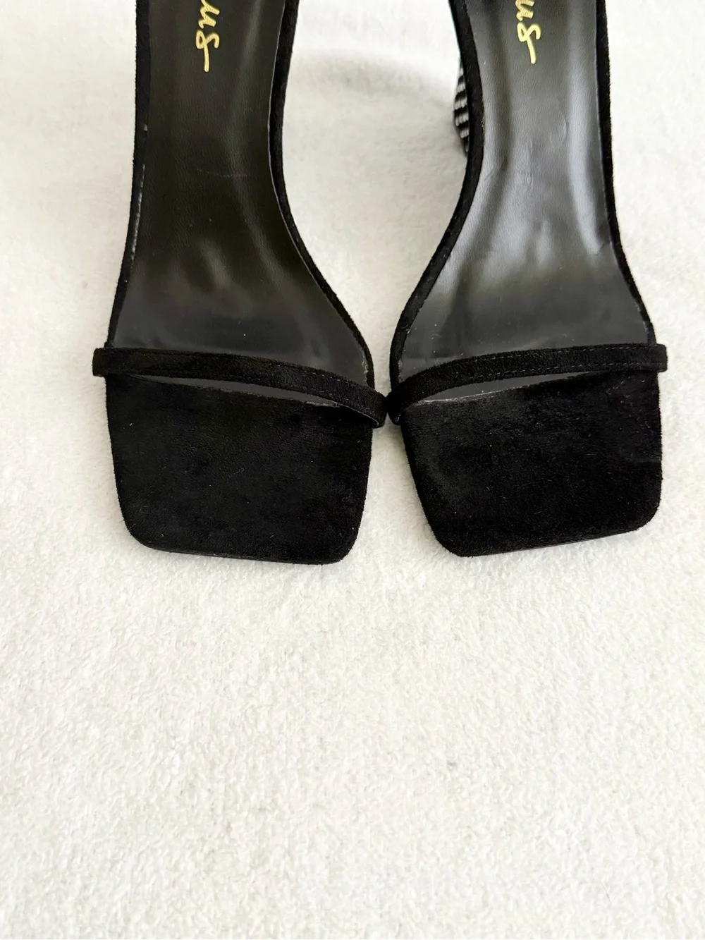 Lulus Black Rhinestone Ankle Strap Wedge Sandals Size
